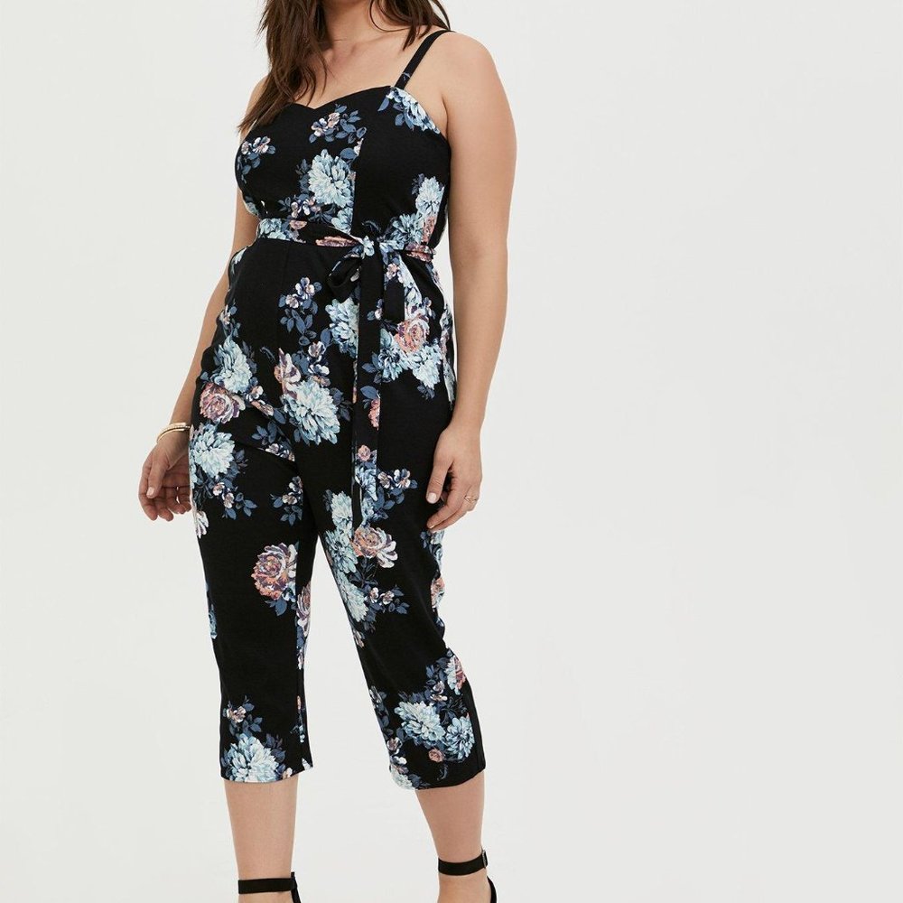 NWT Torrid Black Floral Ponte Jumpsuit